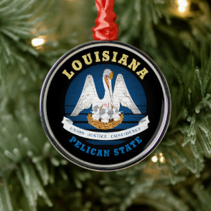 ORNAMENTO DE METAL BANDEIRA ESTADUAL LOUISIANA PELICAN