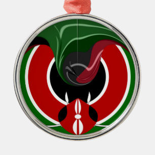 Ornamento De Metal Bandeira Fluid Kenyan