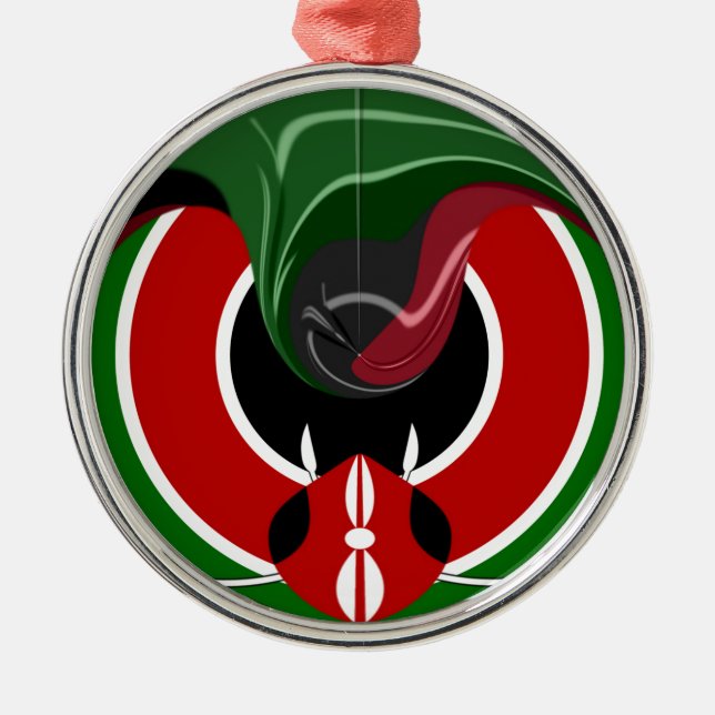 Ornamento De Metal Bandeira Fluid Kenyan (Frente)