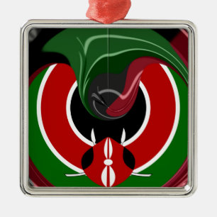 Ornamento De Metal Bandeira Fluid Kenyan