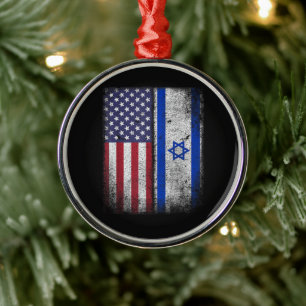 Ornamento De Metal Bandeira Israelense Americana Israel EUA Raízes Am