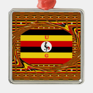 Ornamento De Metal Bandeira Nacional do Uganda