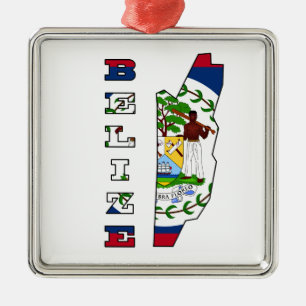 Ornamento De Metal Bandeira no mapa de Belize