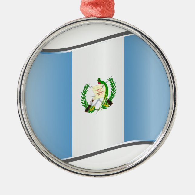 Ornamento De Metal Bandeira ondulada da Guatemala (Frente)