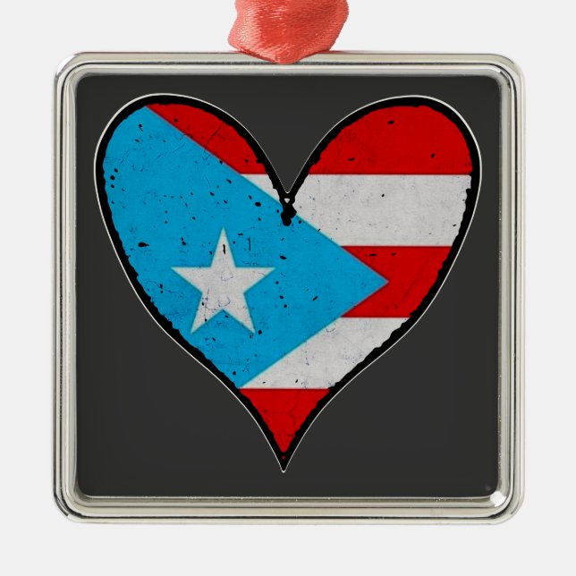 Ornamento De Metal Bandeira Porto Rico | Boricua Heart, Porto Rico (Frente)