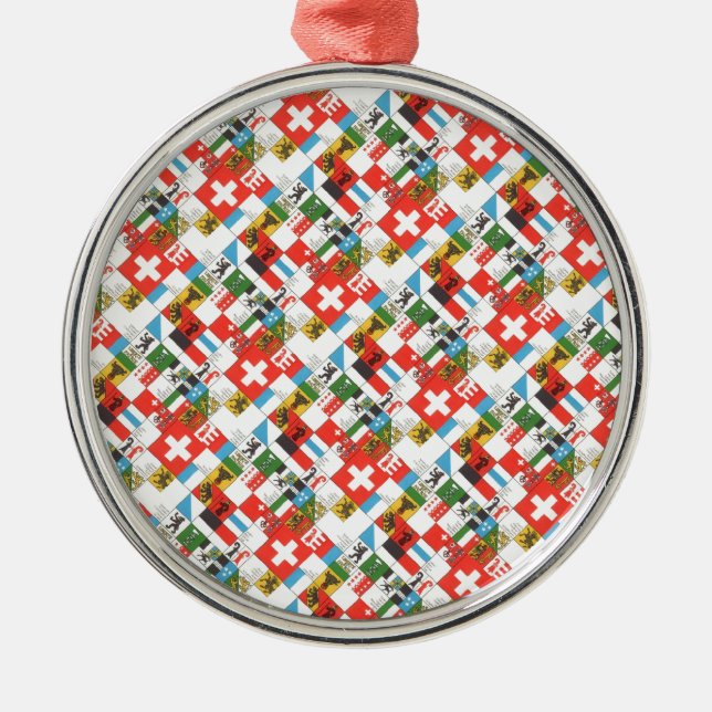 Ornamento De Metal Bandeiras cantonial suíças (Frente)