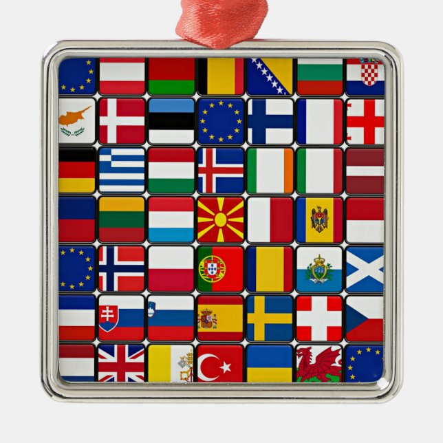 Ornamento De Metal Bandeiras do Mundo (Frente)