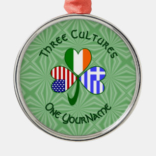 Ornamento De Metal Bandeiras Gregas Irlandesas Americanas Trevo Seu N