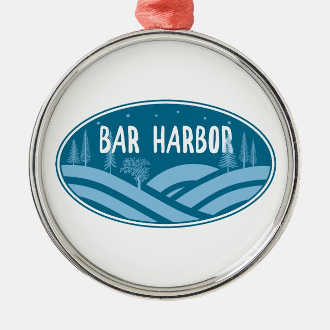 Ornamento De Metal Bar Harbor Maine ao ar livre (Frente)