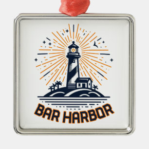 Ornamento De Metal Bar Harbor Maine Farol Nascer do Sol