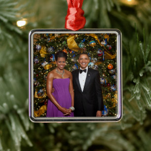 Ornamento De Metal Barack Obama Presidente dos EUA Casa Branca Natal