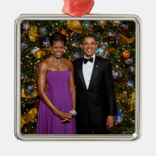 Ornamento De Metal Barack Obama Presidente dos EUA Casa Branca Natal