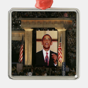 Ornamento De Metal Barak Obama fala na última noite da
