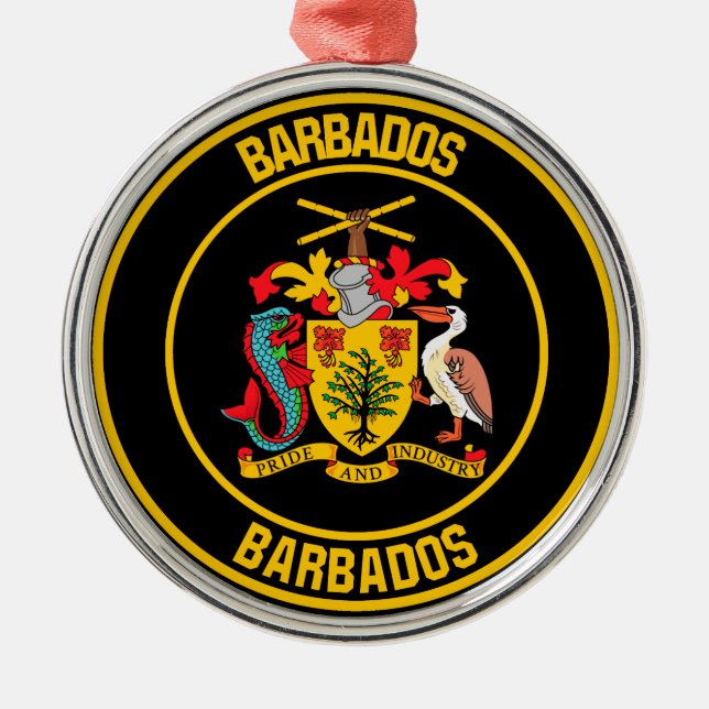 Ornamento De Metal Barbados Round Emblem (Frente)