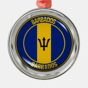Ornamento De Metal Barbados Round Emblem