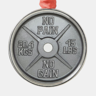 Ornamento De Metal Barbell Plate - No Pain No Gain