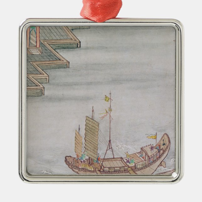 Ornamento De Metal Barco chinês (Frente)