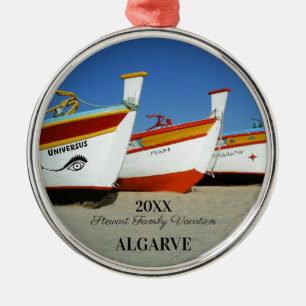 Ornamento De Metal Barcos de Pesca na Foto de Praia de Algarve