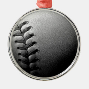 Ornamento De Metal Basebol Preto e Branco Fechado