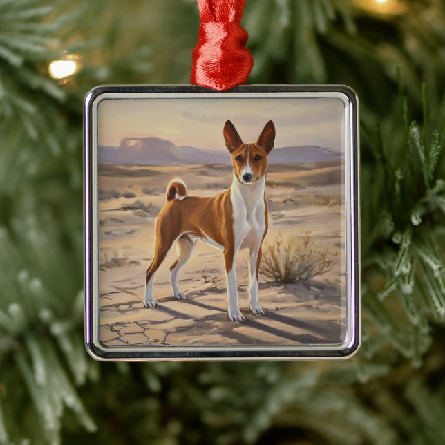 Ornamento De Metal Basenji (Árvore)