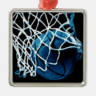 Ornamento De Metal Basquete Azul
