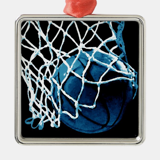 Ornamento De Metal Basquete Azul (Frente)