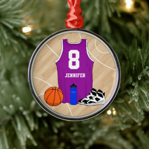 Ornamento De Metal Basquete Jersey no campo de Magenta