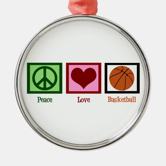 Ornamento De Metal Basquete Peace Love (Frente)