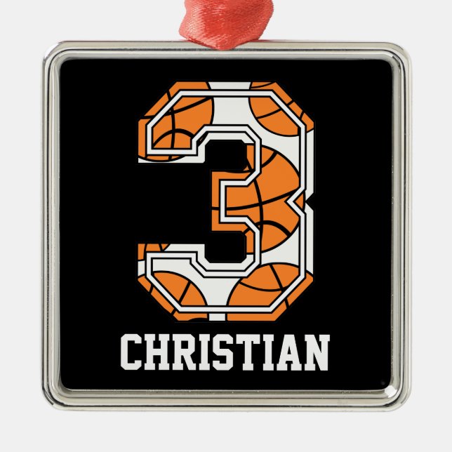 Ornamento De Metal Basquetebol personalizado número 3 (Frente)
