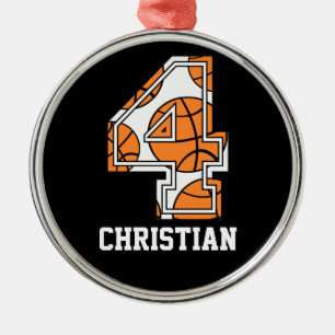 Ornamento De Metal Basquetebol personalizado número 4