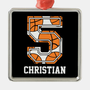 Ornamento De Metal Basquetebol personalizado número 5
