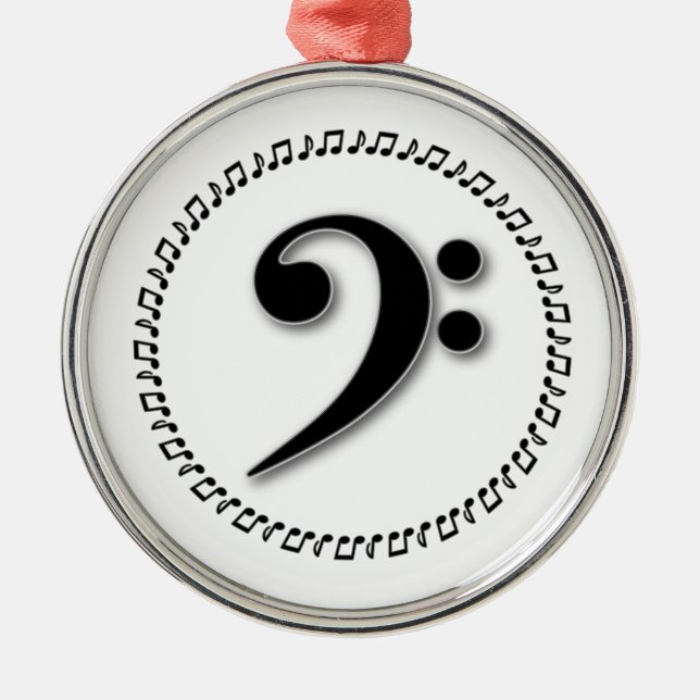 Ornamento De Metal Bass Clef Music Note Design (Frente)