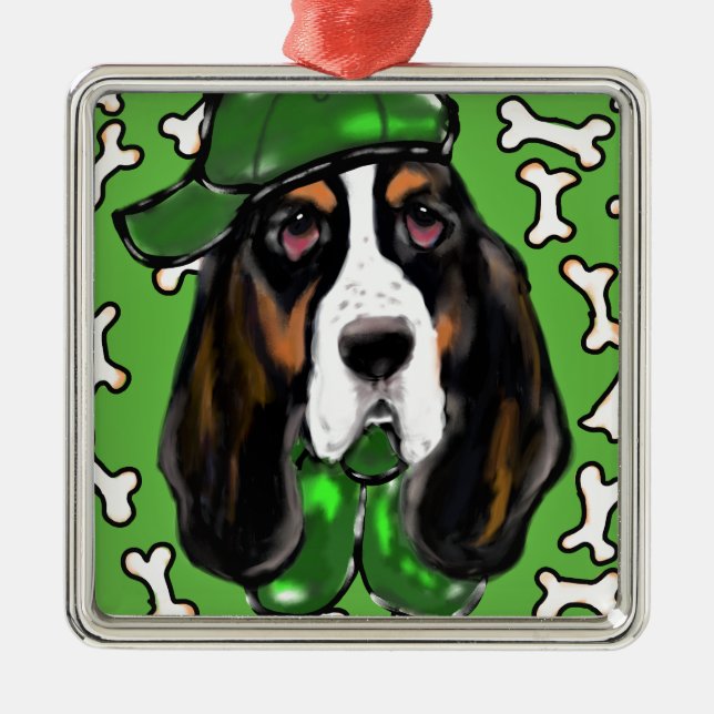 Ornamento De Metal Basset Hound (Frente)