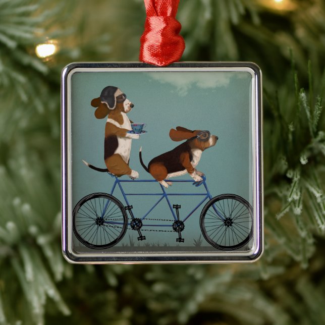 Ornamento De Metal Basset Hound Tandem (Árvore)
