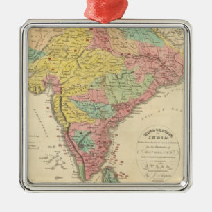Ornamento De Metal Batalhas de India e mapa de Seiges Chonology