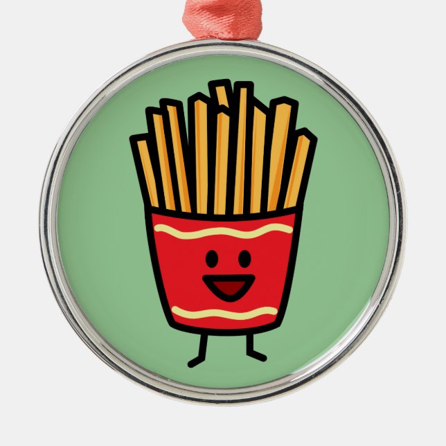Ornamento De Metal Batatas fritas felizes (Frente)