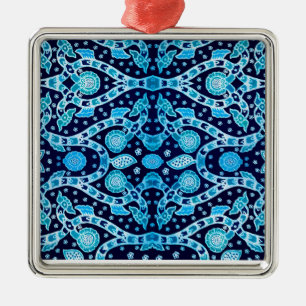 Ornamento De Metal Batik Azul Tribal Africano