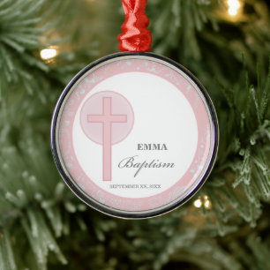 Ornamento De Metal Batismo rosa de cadela personalizado
