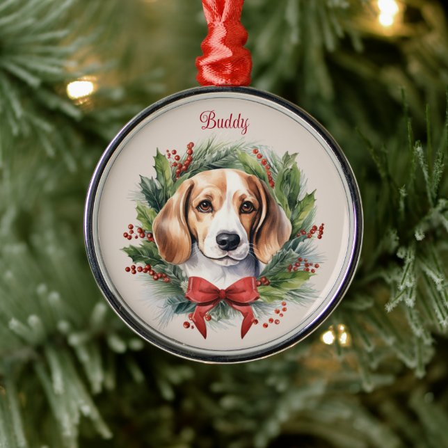 Ornamento De Metal Beagle Christmas Pet Memorial Dog Breed (Árvore)