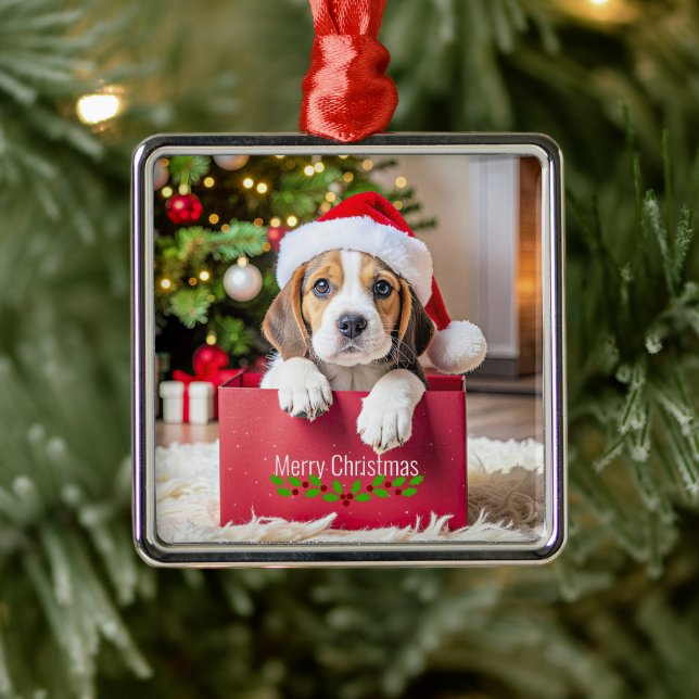 Ornamento De Metal Beagle Puppy Christmas Design, (Árvore)