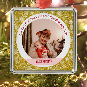 Ornamento De Metal Bebê 1rua Natal Como Ouro Excelente De Avós