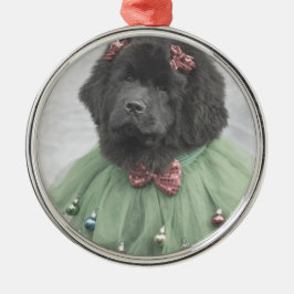 Ornamento De Metal bebê de Newfie sob a árvore