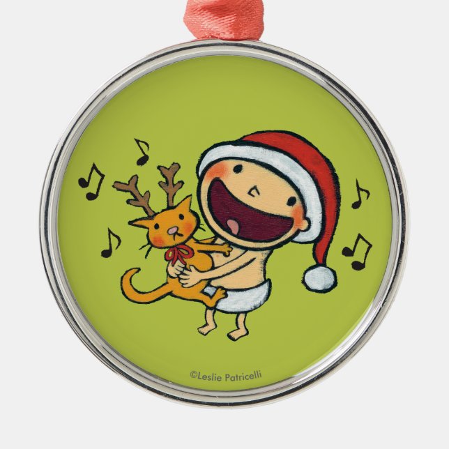 Ornamento De Metal Bebê do La do La do Fa de Leslie Patricelli (Frente)