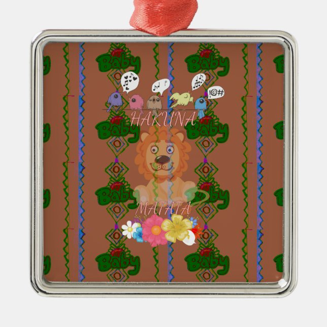 Ornamento De Metal Bebê engraçado bonito Leão Rei Hakuna Matata mais  (Frente)