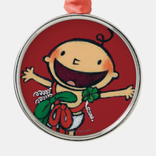 Ornamento De Metal Bebê envolvido nos arcos para o Natal