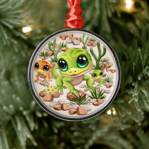 Ornamento De Metal Bebê Geckos Personagens de desenho animados