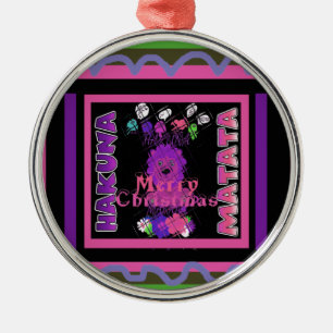 Ornamento De Metal Bebê rosa Belo Feliz Natal Hakuna Matata