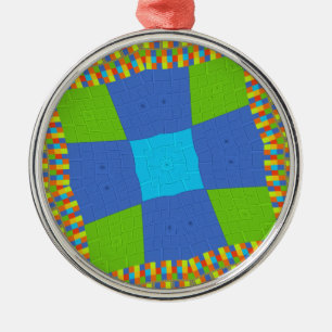 Ornamento De Metal Bebê verde-verde-azul-verificado