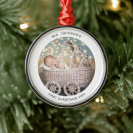 Ornamento De Metal Bebês Primeira Ornação de Natal