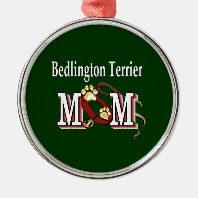 Ornamento De Metal Bedlington Terrier Dog MOM (Frente)